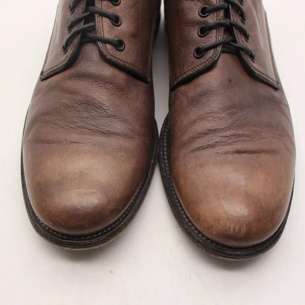John Varvatos Men's UK 10.5 Plain Toe Brown Leather Oxford Handmade In Italy